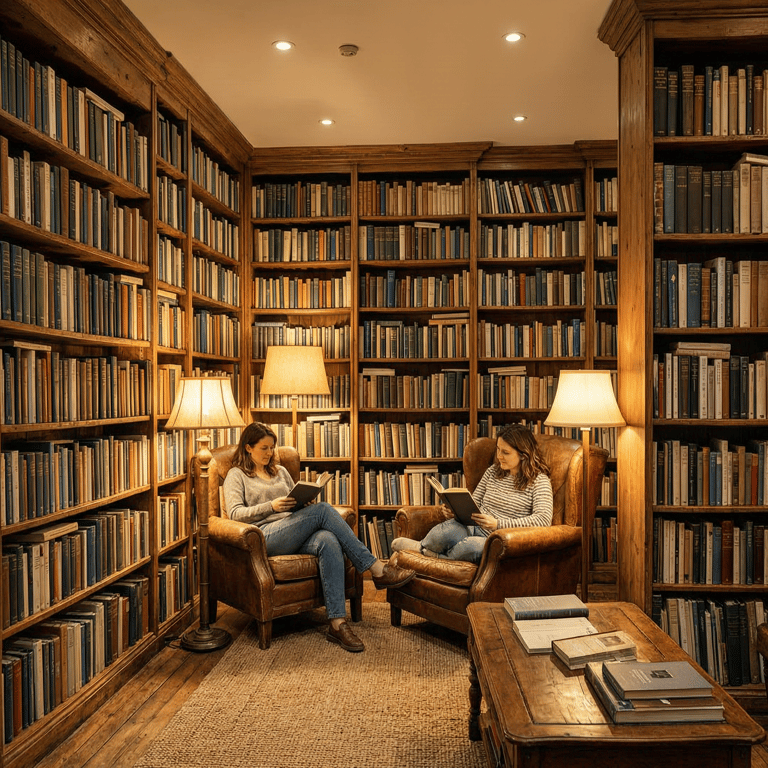 Readers in the Lamplit Library