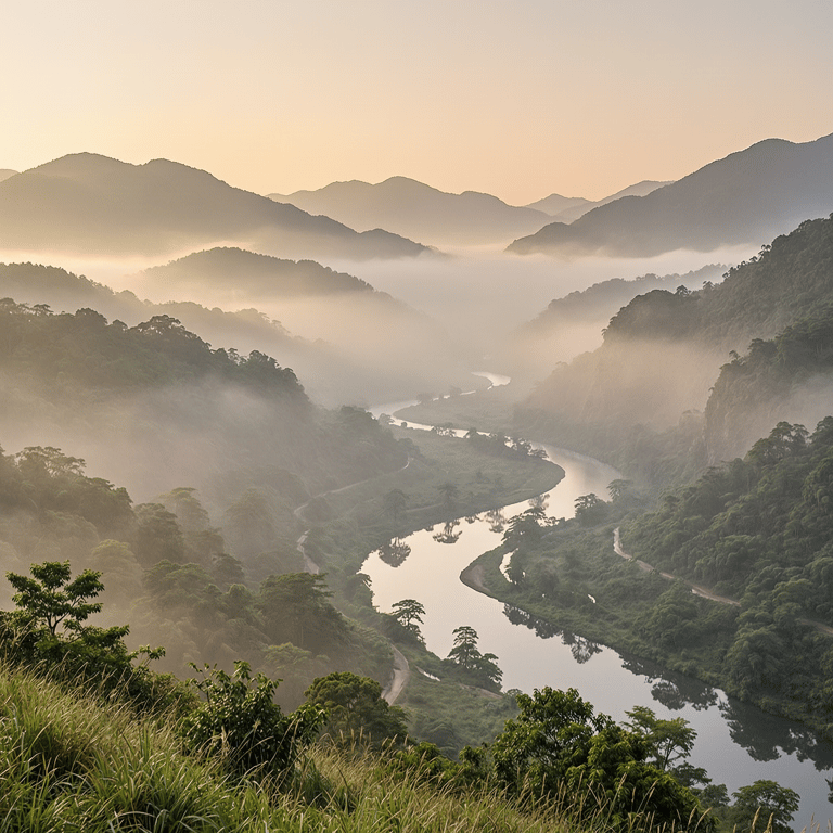 Mist Veiled River at Dawn