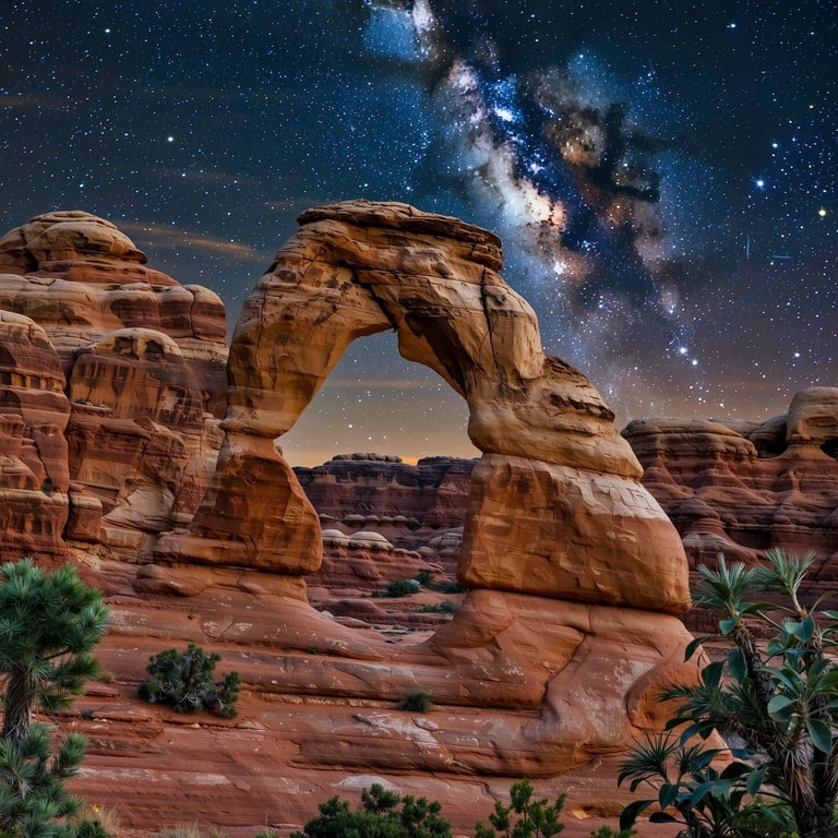 Red Arch Beneath the Galaxy