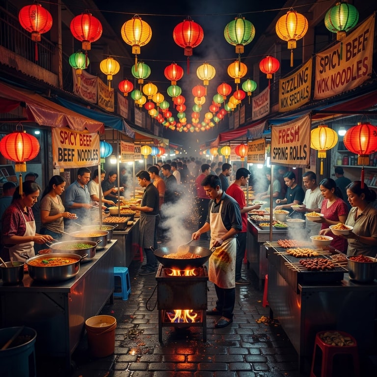 Lanterns Over Flaming Night Market