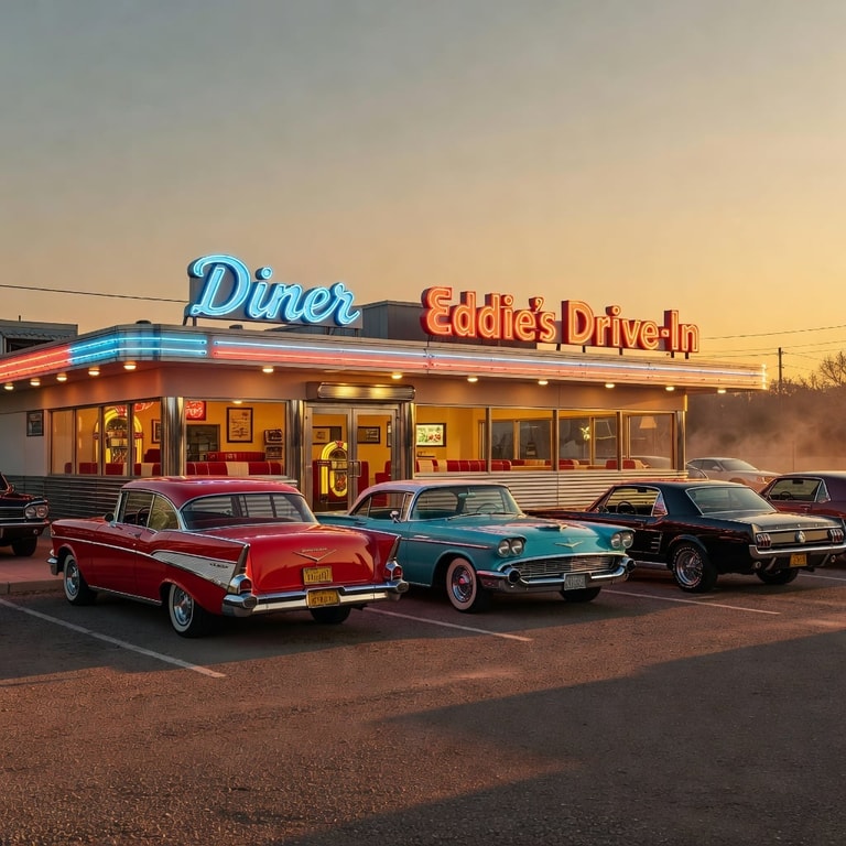 Eddie's Neon Diner at Dusk