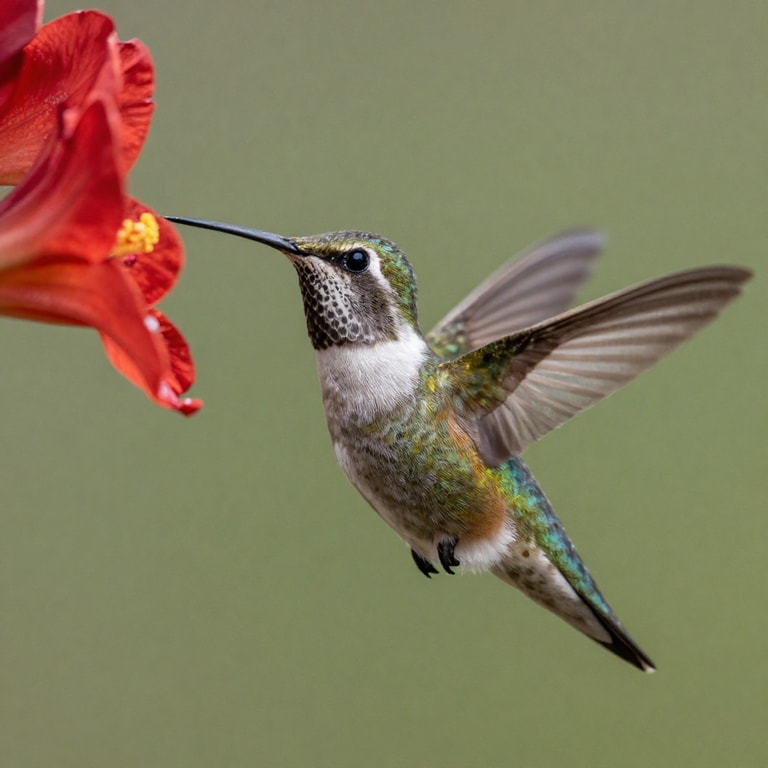 Hummingbird at Crimson Bloom