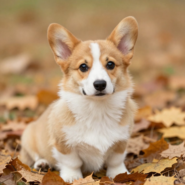 Corgi Amidst Rustling Autumn Leaves