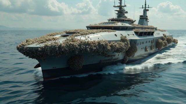 *Massive Ship Charging Through Calm Ocean Waters - Visual Spectacle*