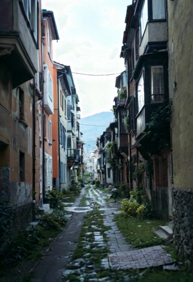 Drone View Flying Through the Alley