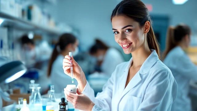*Lab Assistant's Joyful Precision in a Loop*