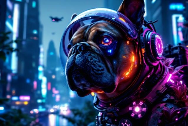 Cyberpunk Bulldog: A Fusion of Tech and Nature in 8K