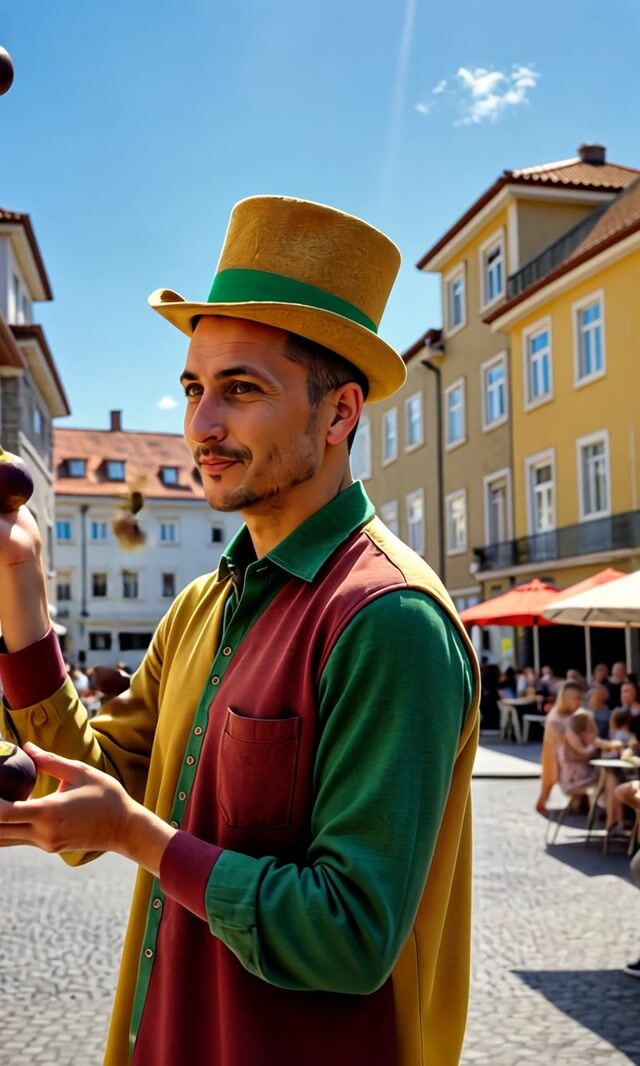 Man Juggling Figs in Orchard - A Unique Juggling Display