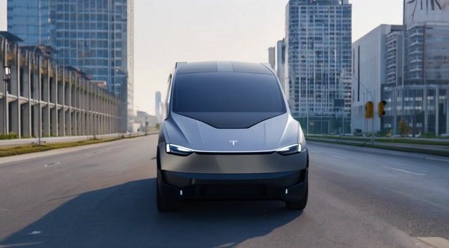 Tesla Cybertruck Van in Action