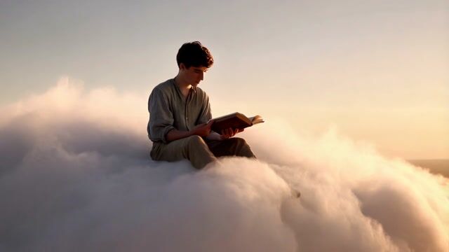 Young Man Reads on a Cloud
