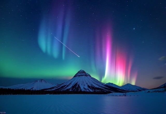 Comet and Northern Lights A Celestial Dance