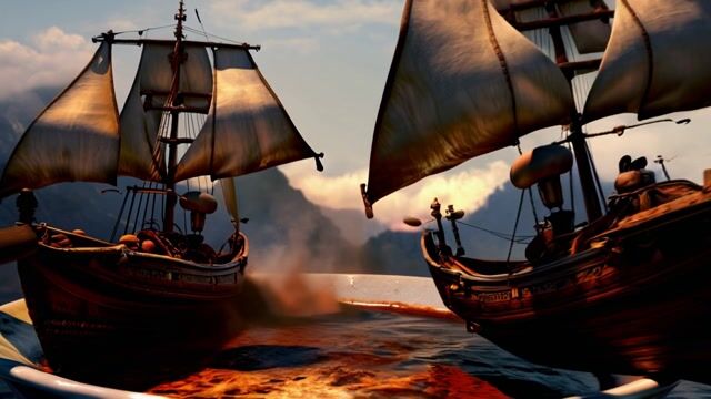 Pirate Ships Battle in a Cup of Coffee