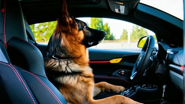 German Shepherd Behind the Wheel: A Hilarious AI-Generated Video**Description:**A Canine Road Trip AdventureWitness the incredible sight of a **German Shepherd** taking on the role of a driver in this AI-generated video. Here's what you can expect- **Surreal Scenario:** See the German Shepherd confidently sitting in the driver's seat, paws on the steering wheel, navigating through a typical suburban neighborhood.  - **Humorous Elements:**  - The dog wearing a little driving cap and goggles for added authenticity.  - Other drivers and pedestrians reacting with surprise and amusement.- **Visual Effects:**  - Realistic fur textures and movements to make the dog's driving experience as lifelike as possible.  - Seamless integration of the dog into the car environment, showcasing advanced AI capabilities in scene composition.- **Educational Aspect:**   - A light-hearted approach to discuss animal intelligence and the concept of anthropomorphism in media.  - Highlights the advancements in AI and CGI technology in creating believable alternate realities.- **Entertainment Value:**   - Perfect for pet lovers, car enthusiasts, and anyone who enjoys a good laugh at the absurdity of the situation.  - A great conversation starter about the limits of AI creativity and the future of entertainment.Why Watch?This video not only provides a good chuckle but also serves as a testament to how far AI has come in creating content that blurs the line between reality and imagination. It's a must-watch for- Pet owners looking for a unique twist on their love for dogs.- Tech enthusiasts curious about AI's role in video production.- Anyone in need of a light-hearted break from everyday routines.---**Title:** German Shepherd Takes the Wheel: An AI Adventure
