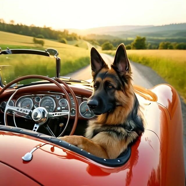 German Shepherd Takes the Wheel: A Dog's Driving Adventure