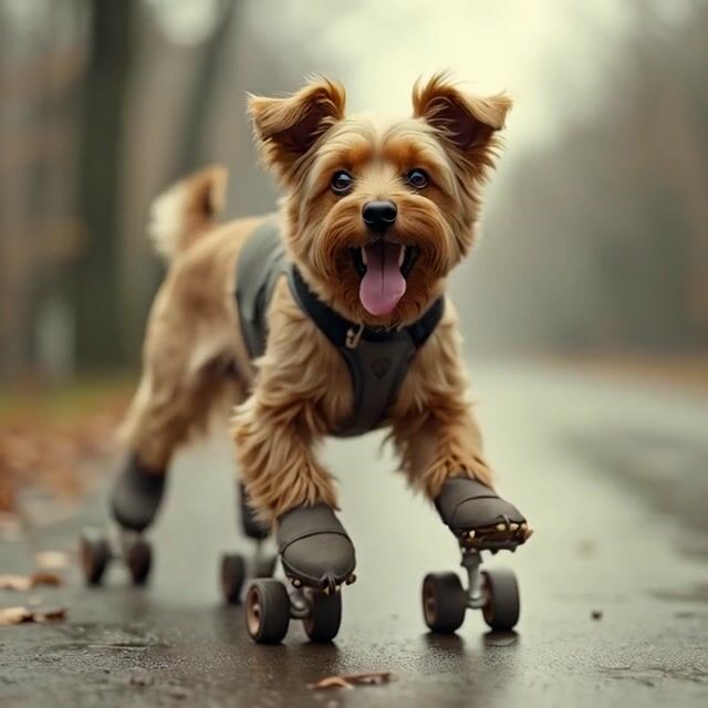Dog on Rollerskates Adorable Agility and Fun