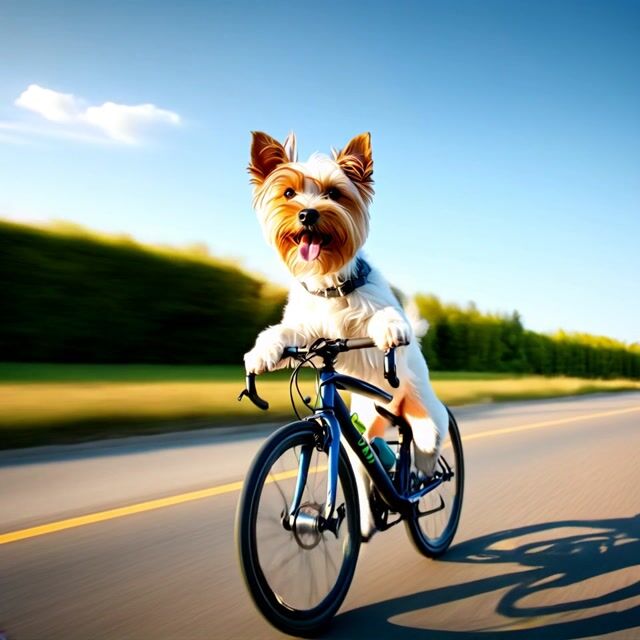 Dog Riding a Bike Adorable Canine Adventure