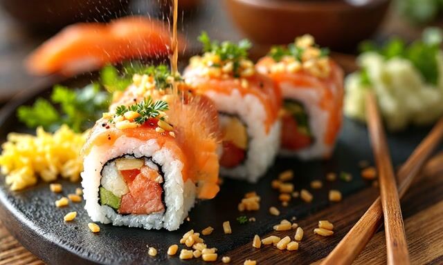 Sushi Roll Explosion: Dynamic Animation of a Culinary Classic