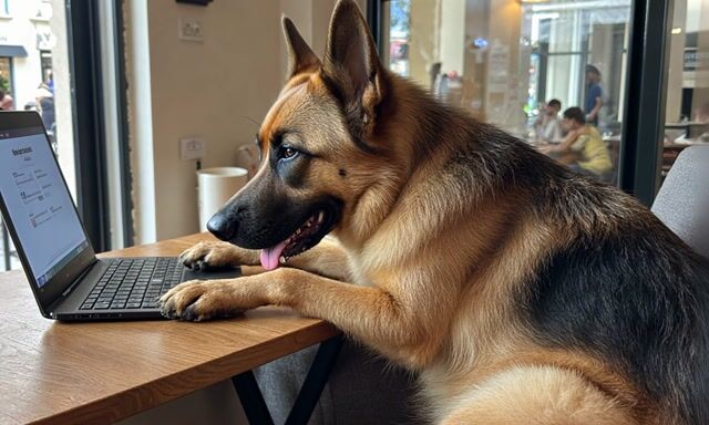 Adorable Dog Attempts to Type on Keyboard - Hilarious Pet Tech Moment