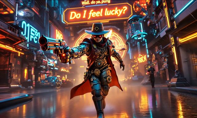 Space Gunslinger: Laser Showdown in Neon Night