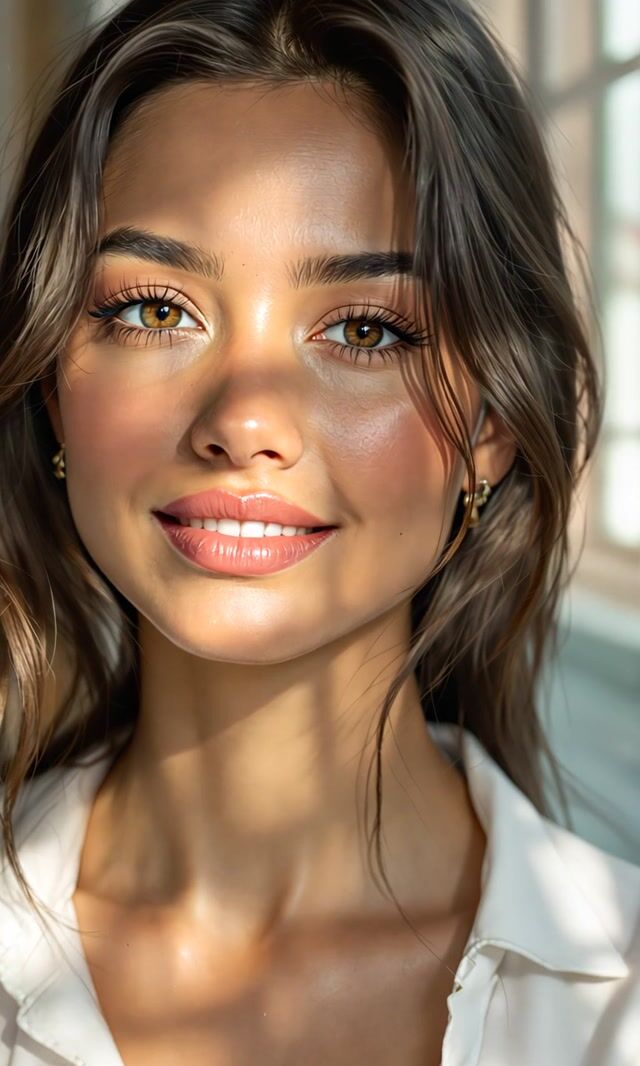 Woman Smiling and Talking Joyful Conversation