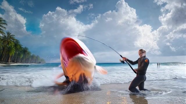 Alien Fish Adventure: Epic Battle on a Tropical Beach in 4K
