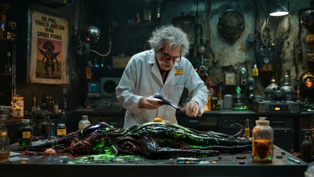 Mad Scientist Dissects Alien, Reveals Hidden Creature