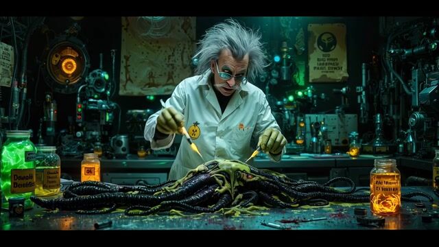 Evil Mad Scientist Autopsy Alien Breast Reveal