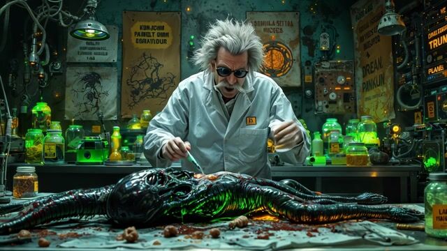 Evil Mad Scientist Uncovers Alien Secrets in 8K Surgical Room