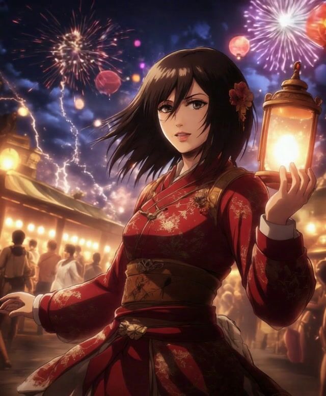 Fireworks and Twirling Woman