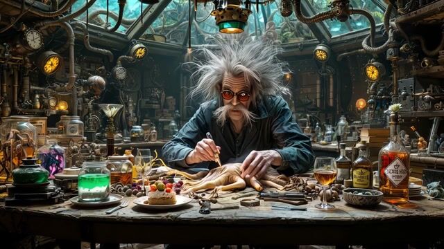 Alien Garden Experiments: Eerie Scientist's Sinister Research in 8K HDR