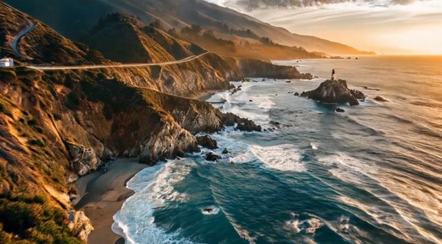 Drone Over Ocean Waves: Aerial Views and Soothing Sounds