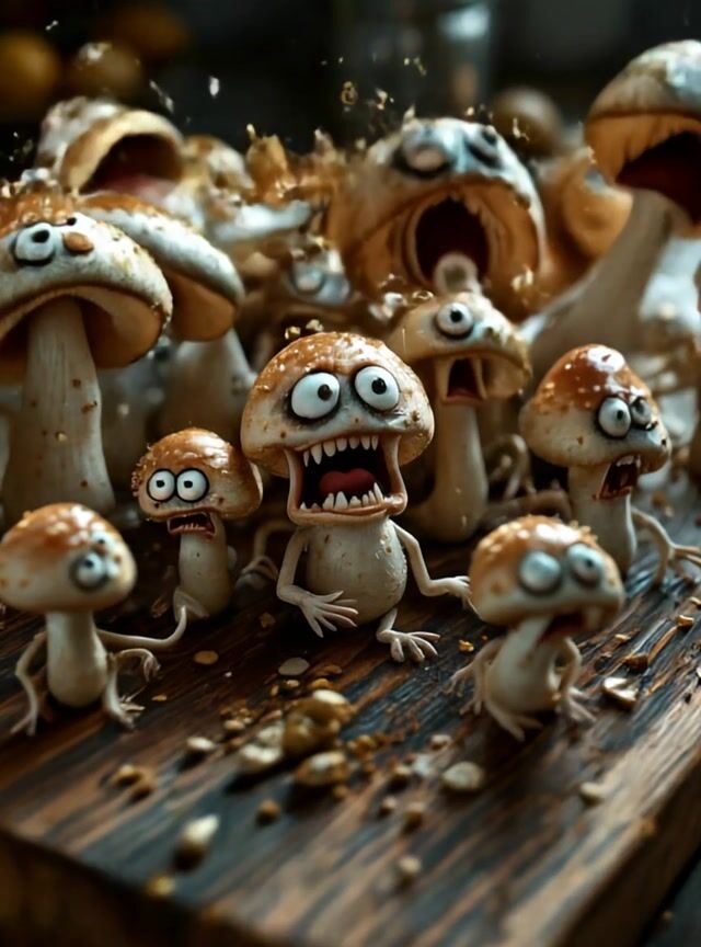 Mushrooms Screaming: A Surreal Forest Adventure