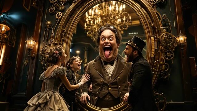 *AI Steampunk Funhouse: Interactive Mirror Morph Machine*