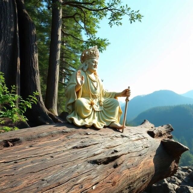 AI-generated image: buddha statue waving