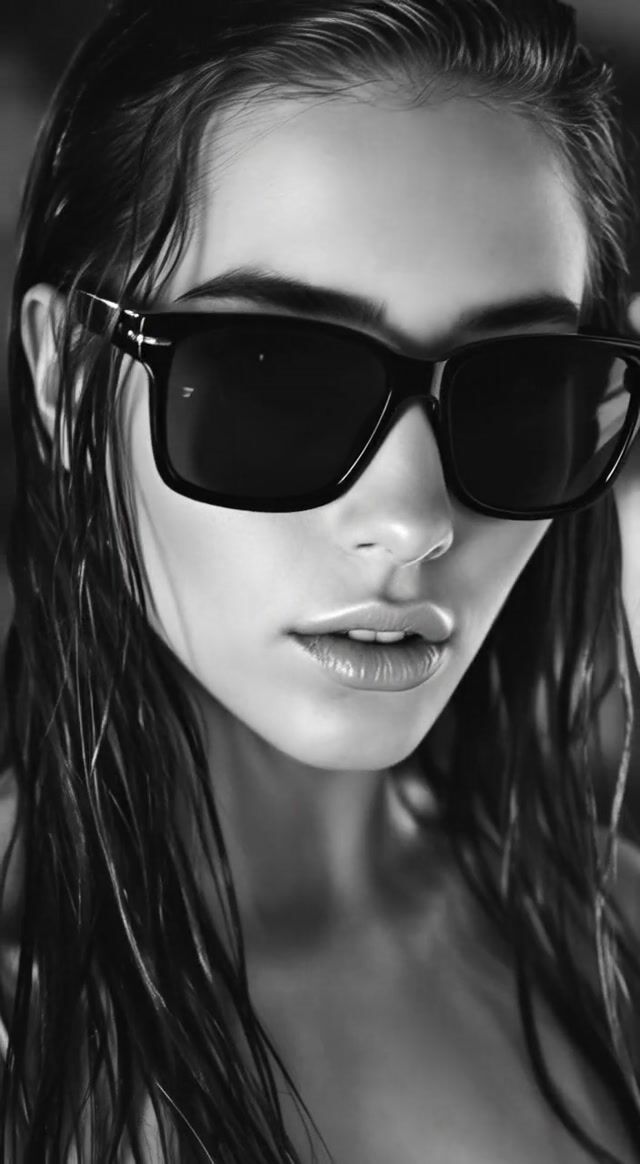 AI-generated image: monochome, black and white film:1.3, pretty girl, 20 yo, long hair, wet hair, slicked back hair, bla