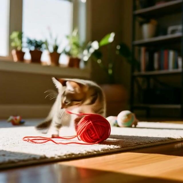 AI-generated image: a kitten speed climbing a mountain