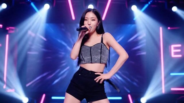 AI-generated image: a korean kpop girl dancing and singing a song about how pixel dojo is the only ai tool you need. wit