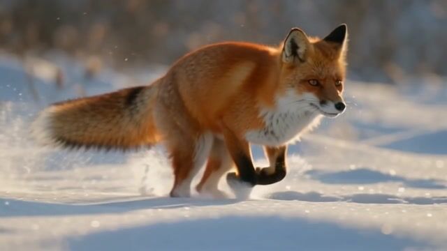 Fox Leaps Through Winter Powder