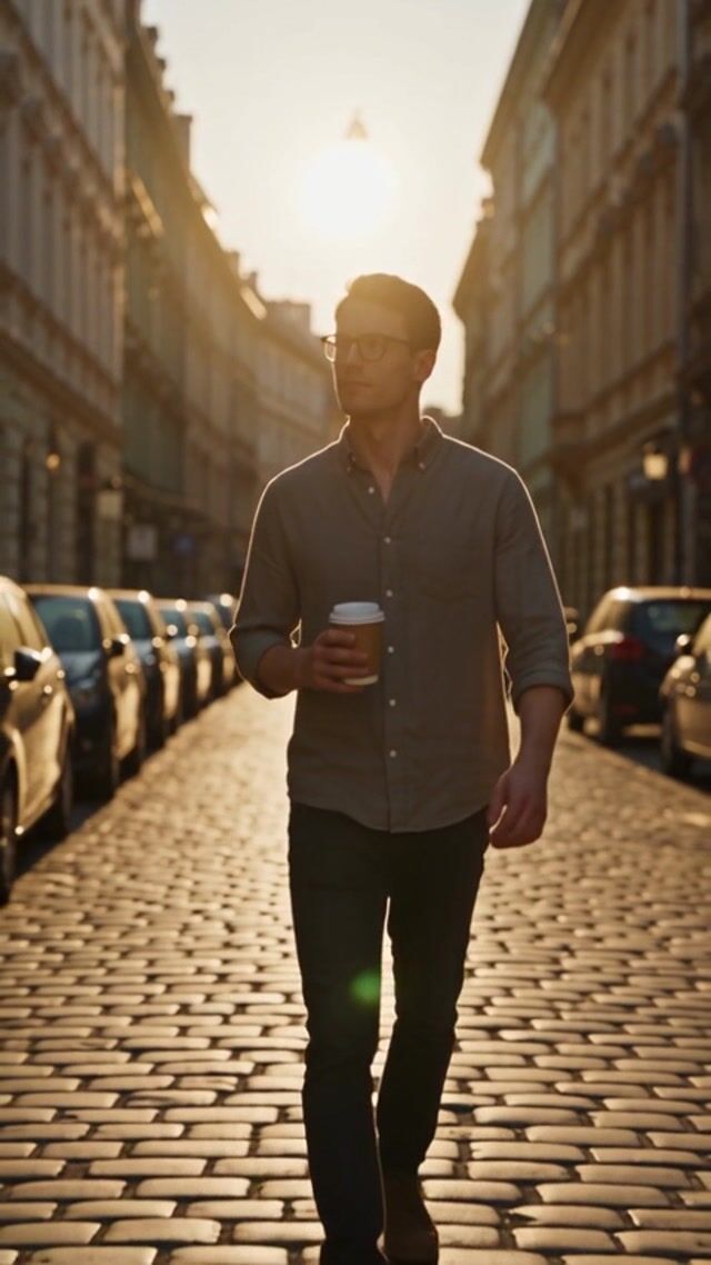 Golden Hour Cobblestone Walk