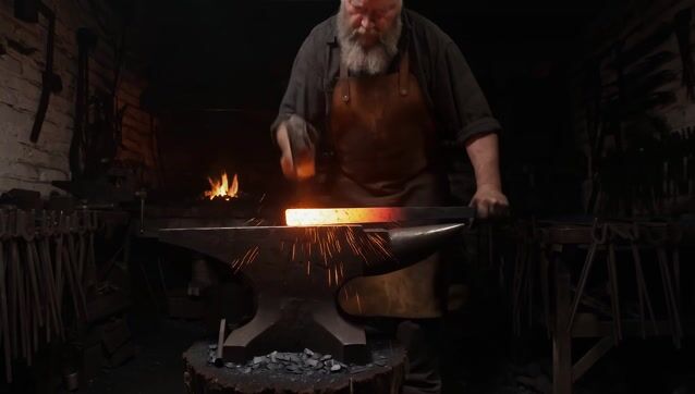 Forge Sparks On Anvil