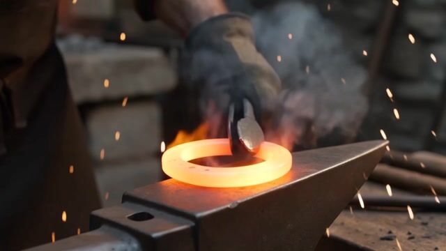 Sparks Over Glowing Steel