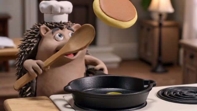 Hedgehog Chef Flips Pancake