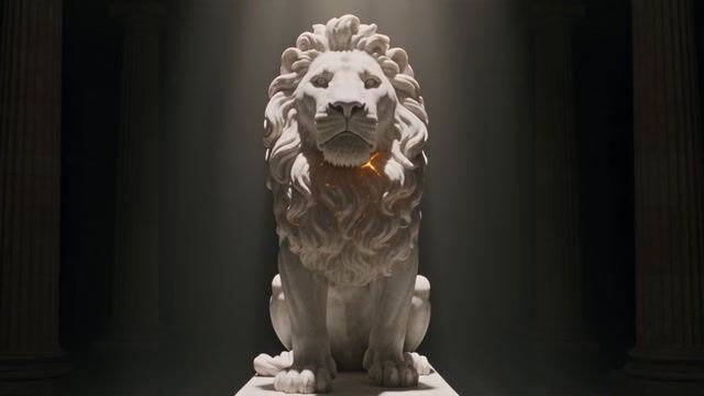 Gilded Fracture Marble Lion