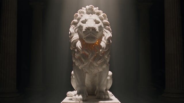 Marble Lion In Sacred Light