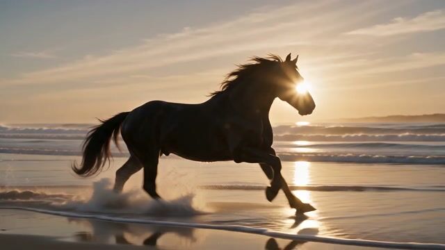 Sunrise Gallop Through Surf