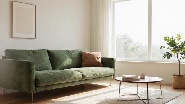 Sunlit Green Velvet Sofa