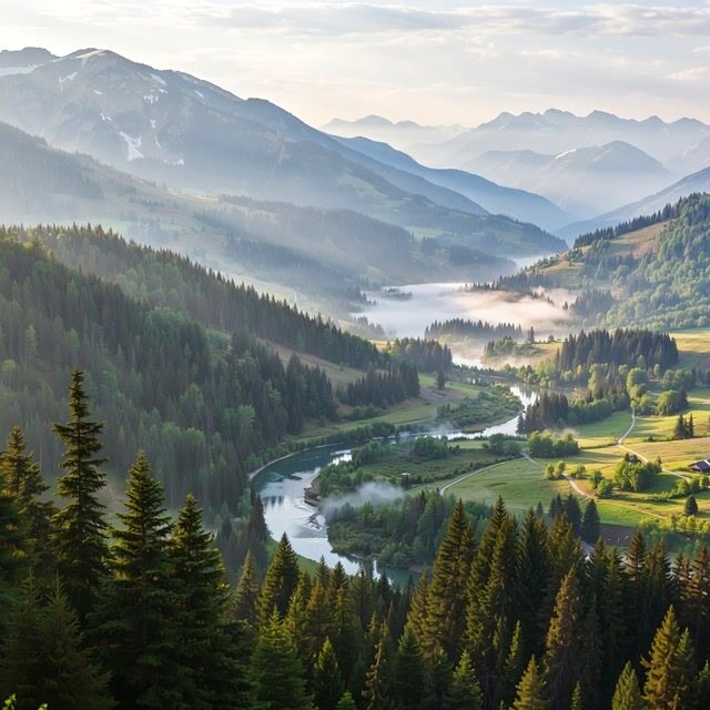 Mist Enshrouded Alpine Valley