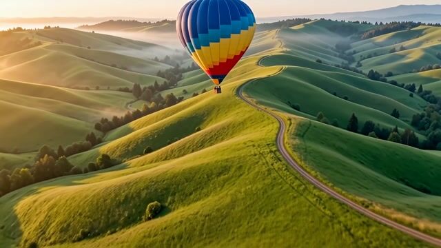 Dawn Flight Over Verdant Hills