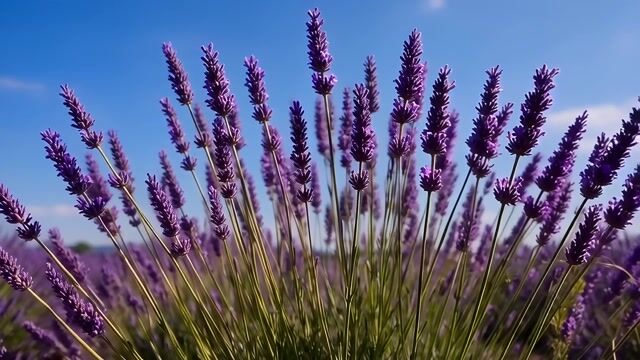 Lavender Spires Beneath Azure Sky