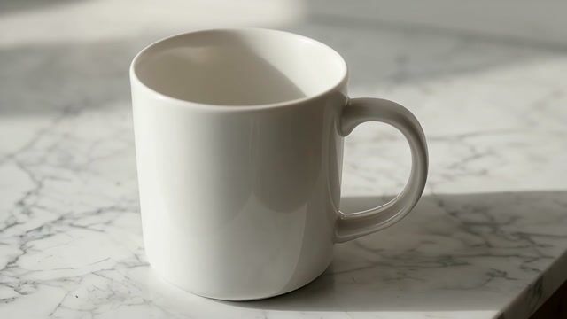 White Mug on Veined Marble